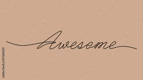 Awesome word text oneline continuous editable line art