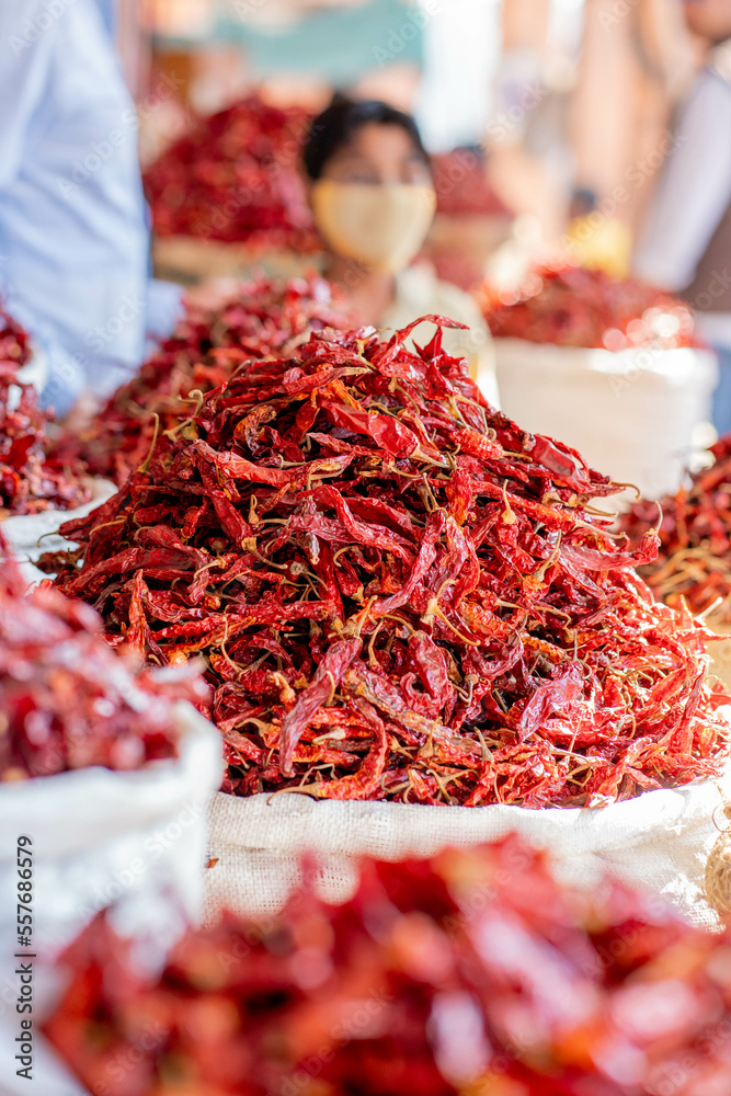 Chilli sold in a market in Jaipur