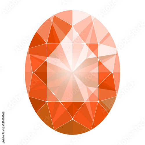 オーバルブリリアントカットのオレンジ色のジュエリーイラスト画像