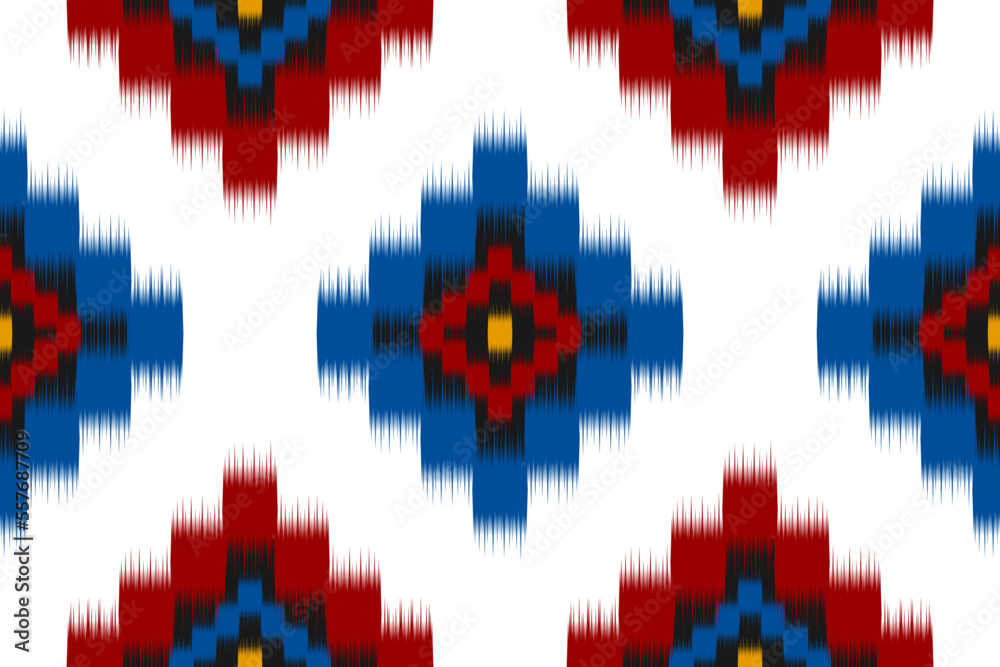Ethnic ikat seamless pattern in tribal. Aztec geometric ethnic ornament print. Ikat pattern style. Design for background, wallpaper, illustration, fabric, clothing, carpet, textile, batik, embroidery. Ethnic ikat seamless pattern in tribal. Aztec geometric ethnic ornament print. Ikat pattern style. Design for background, wallpaper, illustration, fabric, clothing, carpet, textile, batik, embroidery.