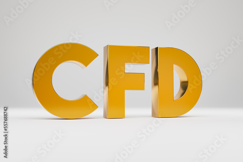 CFD (contract for difference) Broker. Investment and business. CFD symbol in gold metallic. Stock Market, future trading, contracts and banking concept. 3D illustration photo