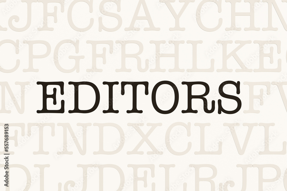 Editors. Page with random letters and the word 