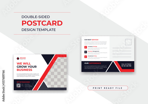 Modern corporate business dl flyer postcard template design layout with modern elements