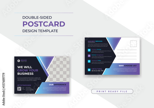 Modern corporate business dl flyer postcard template design layout with modern elements