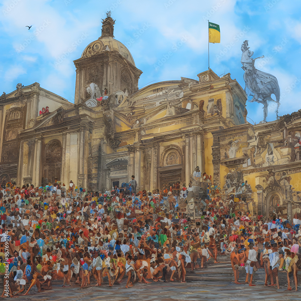 Naklejka premium Historical sites Rio de Janeiro Brazil painting 