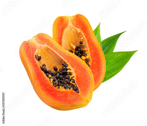 slice papaya isolated on transparent png