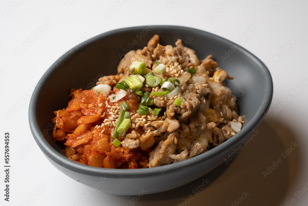 rice with pork and kimchi