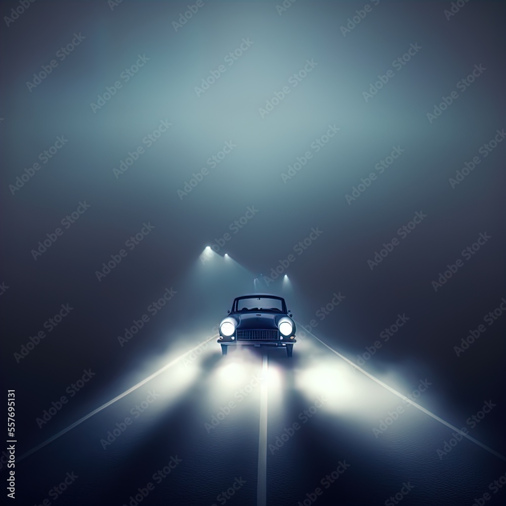 A mysterious car waits on a lonely road. 