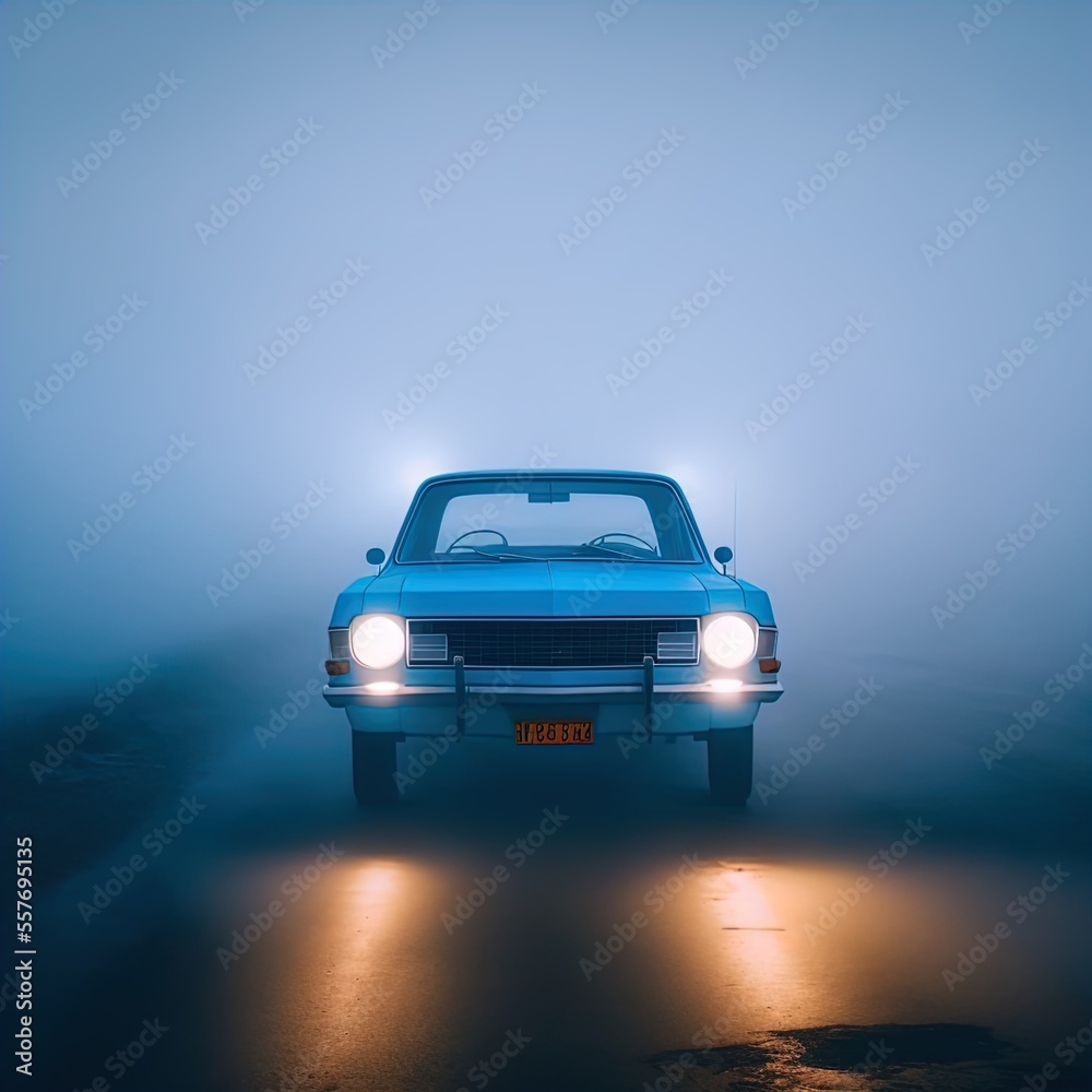 A mysterious car waits on a lonely road. A mysterious car waits on a lonely road.