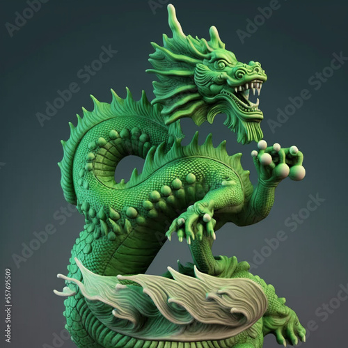 chinese dragon statue, green dragon statue, green dragon on black