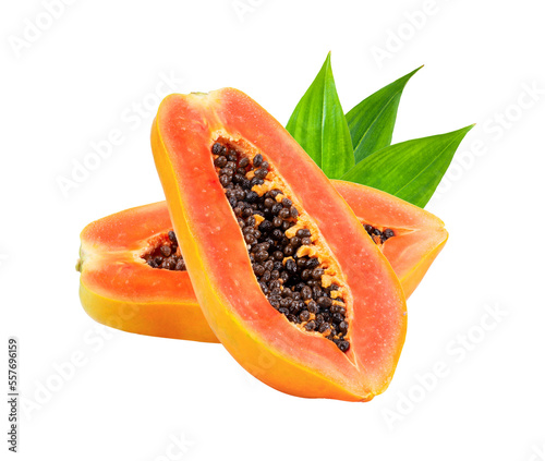 ripe papaya slices isolated on transparent png