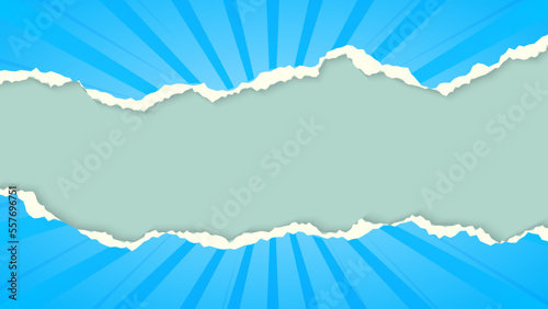 Modern Abstract Gradient Blue Paper Torn Frame With Comic Effect Design