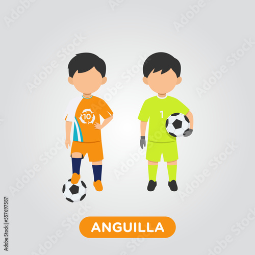 Vector Design illustration of collection football player of Anguilla with children illustration (goal keeper and player).