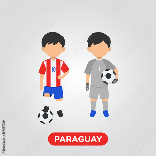 Vector Design illustration of collection football player of Paraguay with children illustration (goal keeper and player).