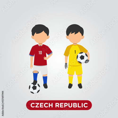 Vector Design illustration of collection football player of  Czech Republic with children illustration (goal keeper and player).