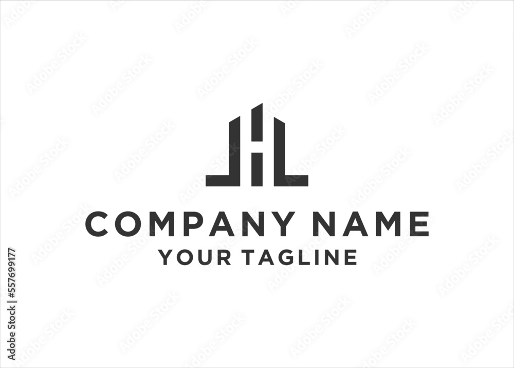 Logo design of M H MH HM in vector for construction, home, real estate, building, property