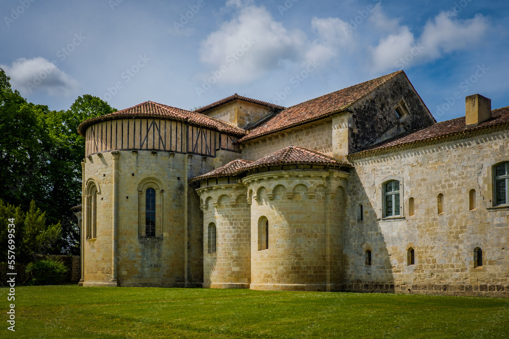 view on the medieval abbey of Flaran in the South of France (Gers) - obrazy, fototapety, plakaty 