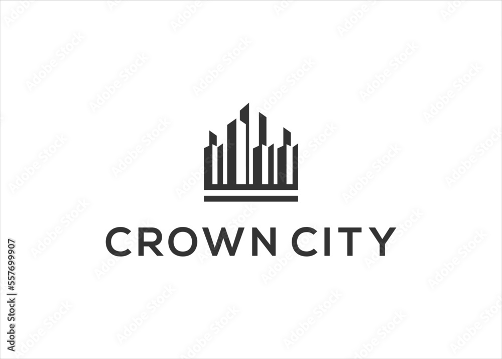 Crown Abstract city town logo icon vector design