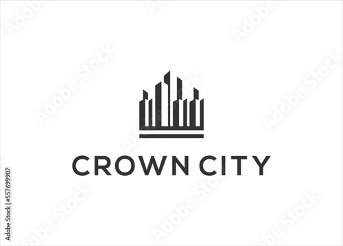 Crown Abstract city town logo icon vector design