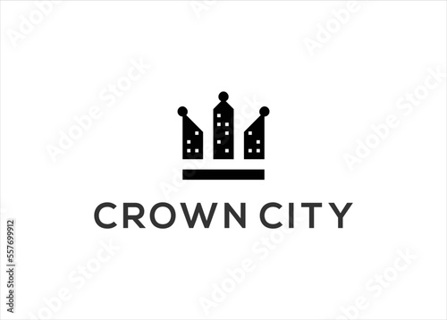 Crown Abstract city town logo icon vector design