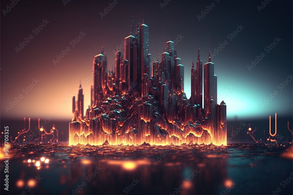 Digital illustration about technology and architecture. Digital illustration about technology and architecture.