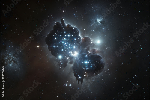 Orion constellation on the night starry sky. Generated AI