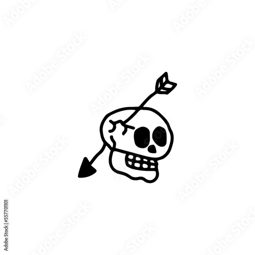 vector illustration of a skull with arrows