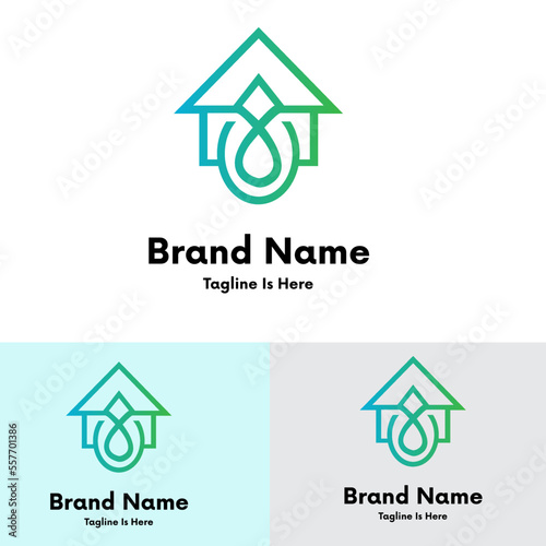 Gradient droplet house logo design 
