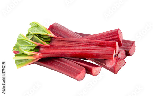 Rhubarb stalks isolated on transparent png photo
