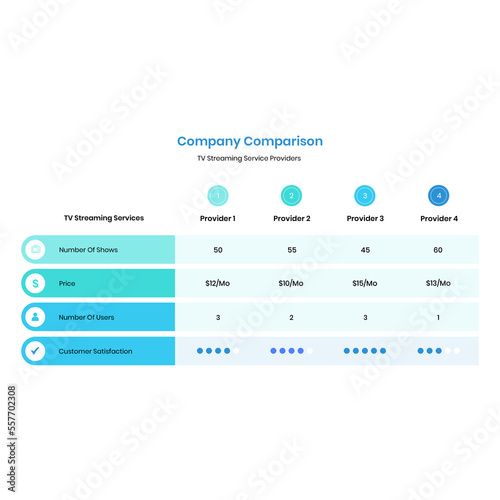  Blue and white comparison chart presentation template 