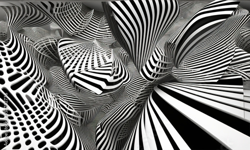 abstract black and white wavy background © lndstock