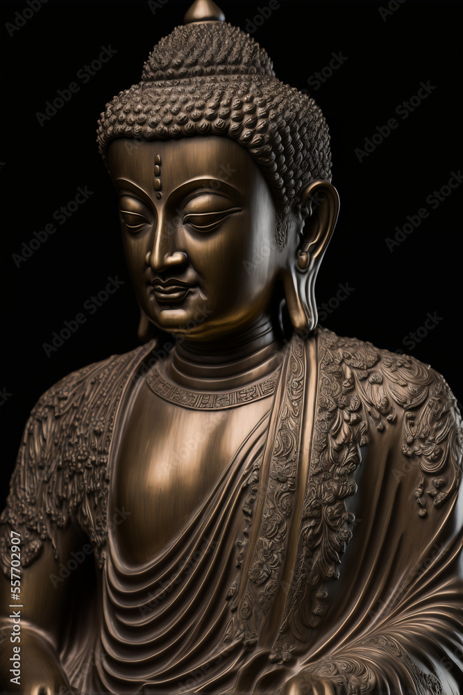 Buddha statue made of bronze - generative ai