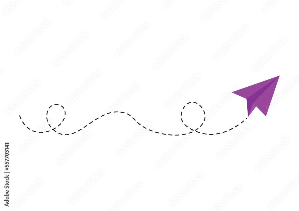 Dashed line paper airplane route Dashed line paper airplane route