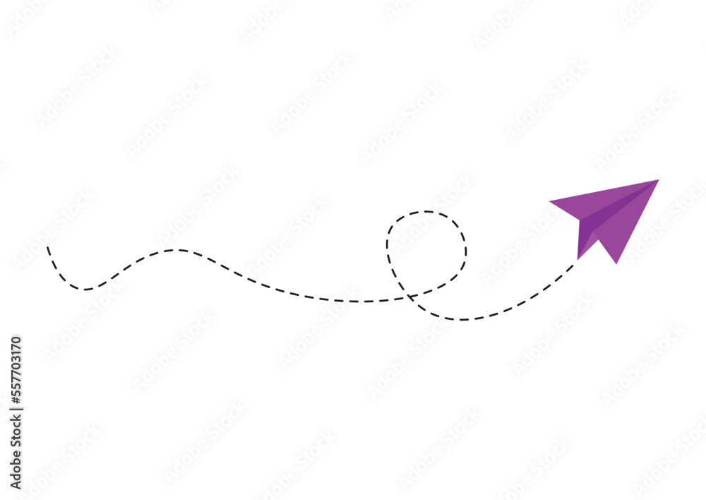 Dashed line paper airplane route Dashed line paper airplane route