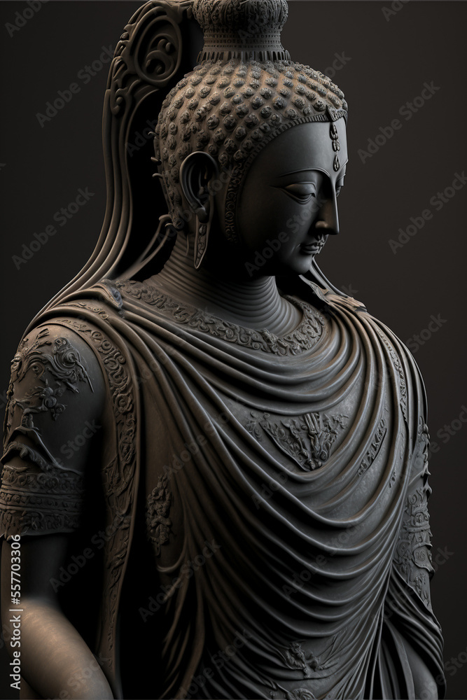 Buddha statue made of stone- generative ai
