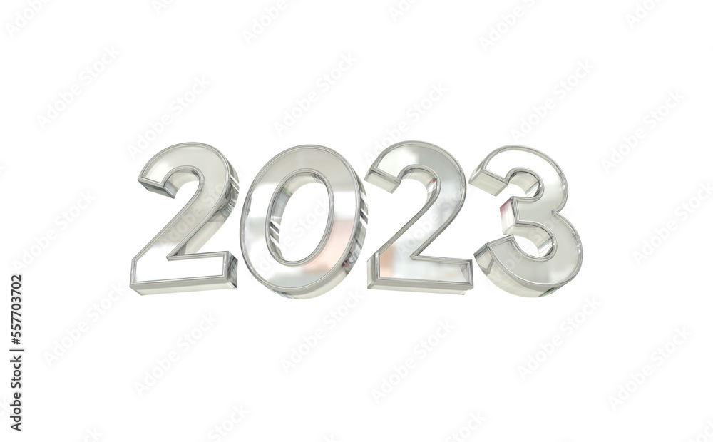 text 2023 gray color 3d illustration, 2023 number silver metallic transparent background text 2023 gray color 3d illustration, 2023 number silver metallic transparent background