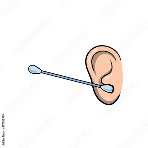 Cleaning the ears. Hygienic ear stick. Medical procedure. Hearing and health.
