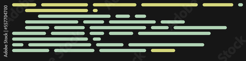 Code on screen vector illustration, flat cartoon coding lines simulation