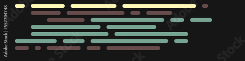 Code on screen vector illustration, flat cartoon coding lines simulation