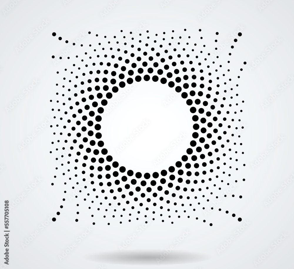 Halftone dots in circle form. round logo . vector dotted frame . design element
