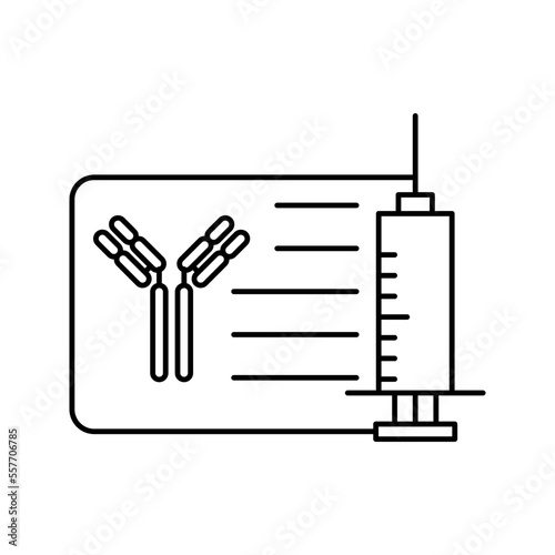 vaccination card, antibody symbol with syringe icon vector