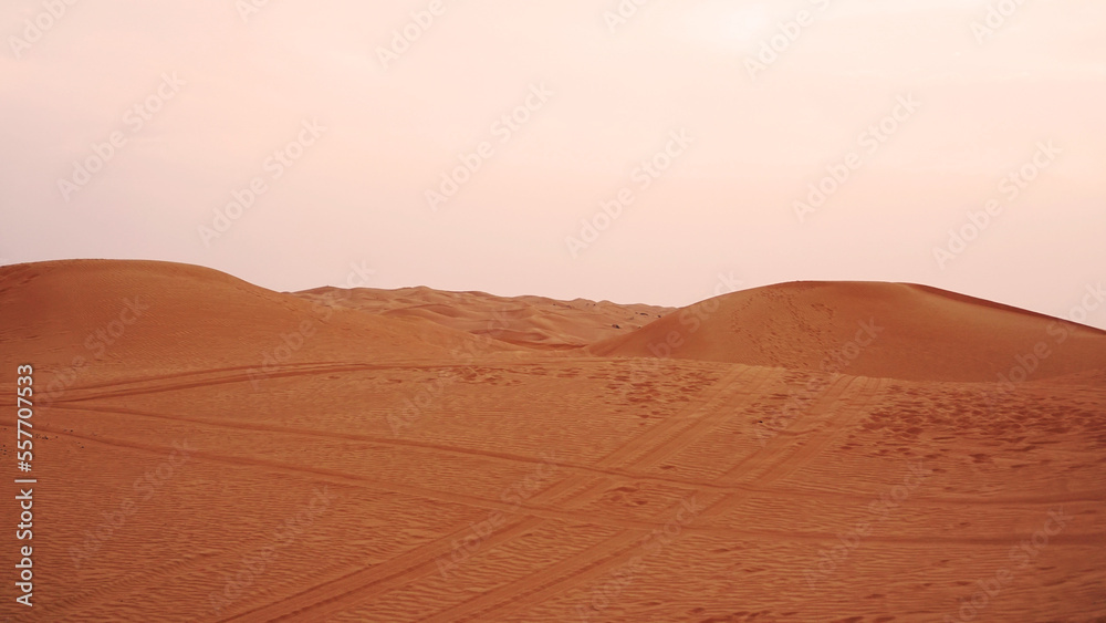 Sand dune in Saudi desert - Beautiful Arabian desert. Sunset in the desert