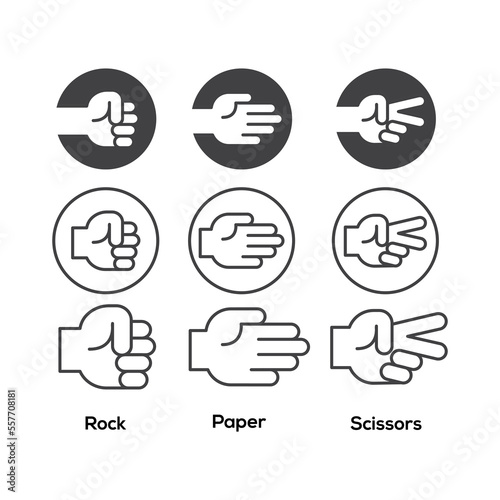 Rock, scissors, paper hand gesture. Vector icon
