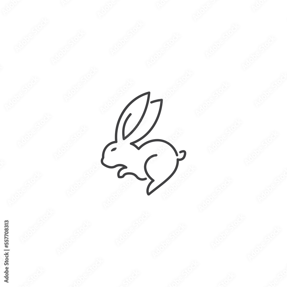 Simple line rabbit. Vector hand drawn logo icon Simple line rabbit. Vector hand drawn logo icon
