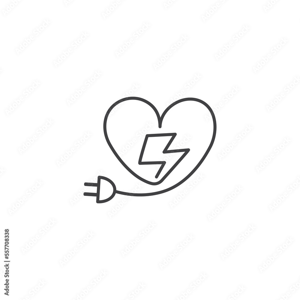 Love energy, heart charge. Vector hand drawn logo icon Love energy, heart charge. Vector hand drawn logo icon