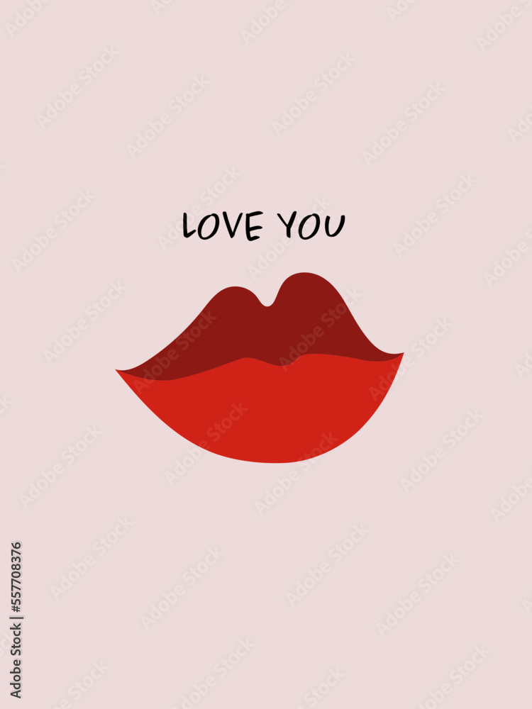 Love You - Kussmund, Lippen, Vektorgrafik Love You - Kussmund, Lippen, Vektorgrafik