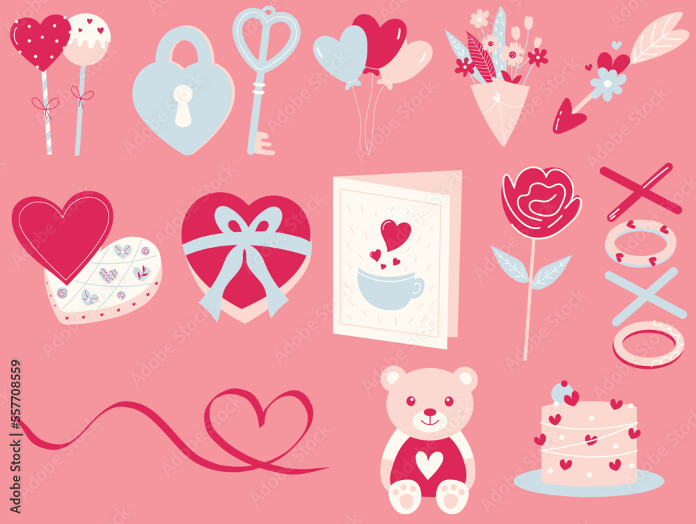 Sweet valentine illustration set