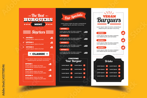Restaurant menu poster with food print template