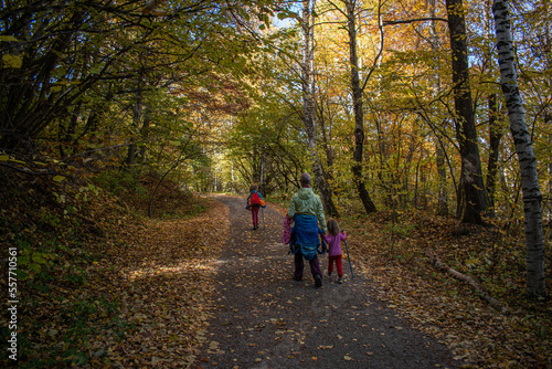 Family hiking in the mountain forest  © VB