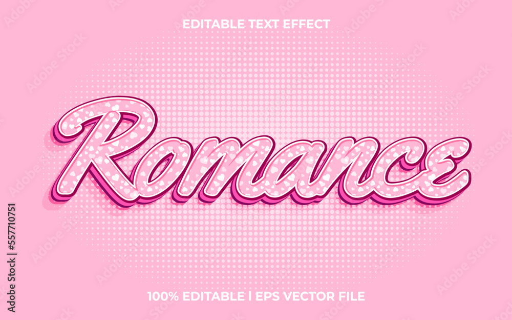 romance editable text effect, lettering typography font style, pink 3d text for valentines